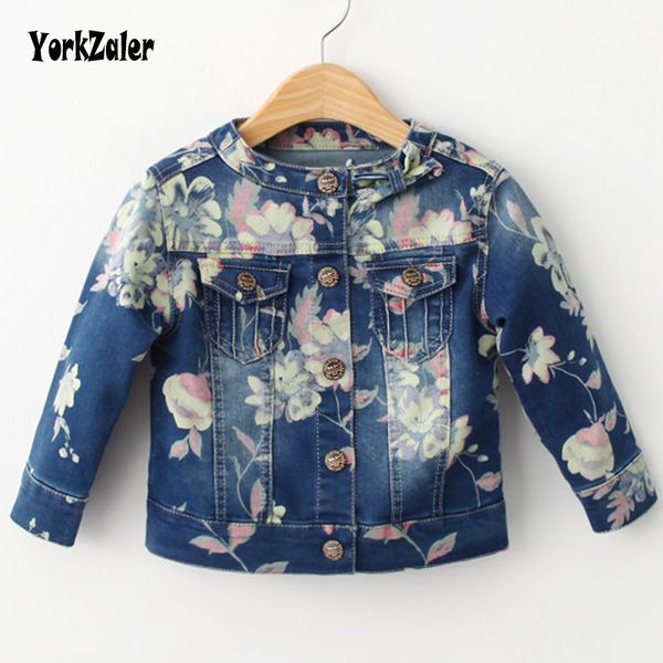 

yorkzaler spring autumn kids jacket floral softshell denim coat for girl casual long sleeve printed flowers toddler outerwear, Blue;gray