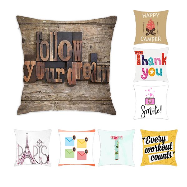 

douladou] follow your dream vintage letter pillow covers cushion covers pillow case polyester decorative pillowcase 45x45cm