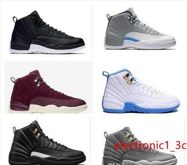 

designer 12 bordeaux dark grey basketball shoes 12s white flu game unc gym red taxi gamma french blue suede sneakers shoes