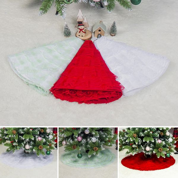 

1pcs 80cm christmas tree skirt lace xmas tree pleated mat home new year decors