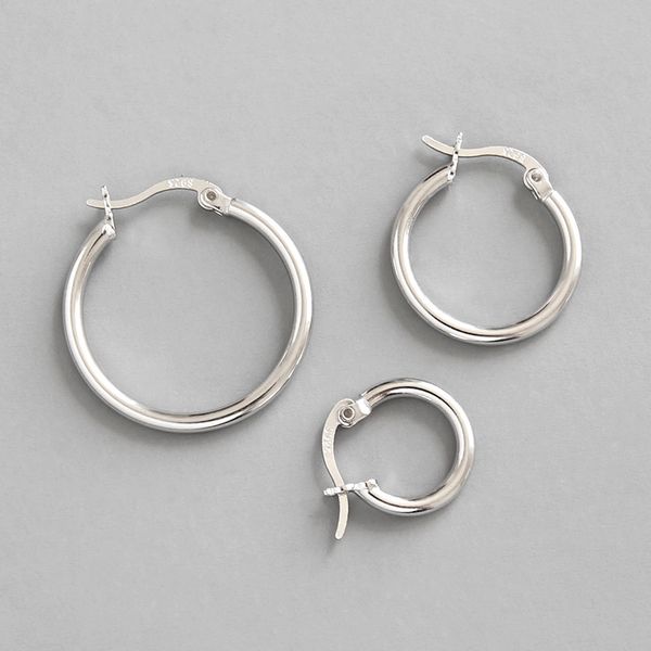 

missye 925 sterling silver earrings thickness 2mm hoop earrings for women circle boucle d'oreille joyas de plata 925, Golden;silver