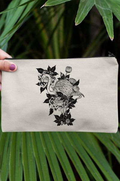 

angemiel clutch flamingo and flowers portfolio hand makeup bag, Silver