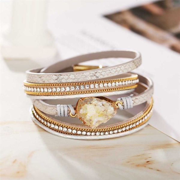 

2019 new vintage multiple layer leather bracelets bangles for women men silver crystal metal fashion wrap bracelet jewelry gift, Black