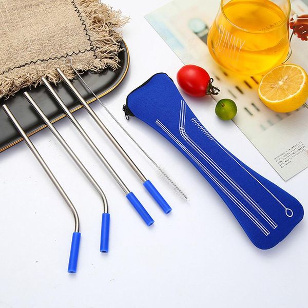 

reusable metal drinking straws 304 stainless steel sturdy bent straight drinks straw with cleaning brush party accessory