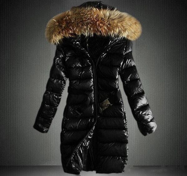 

women long and short winter down jacket womens slim female coats thicken fur parka down coat clothing hooded parkas, Black