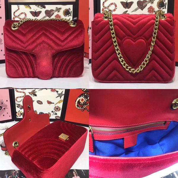 

marmont velvet leather shoulder bags luxury handbags original silk lining lady handbag