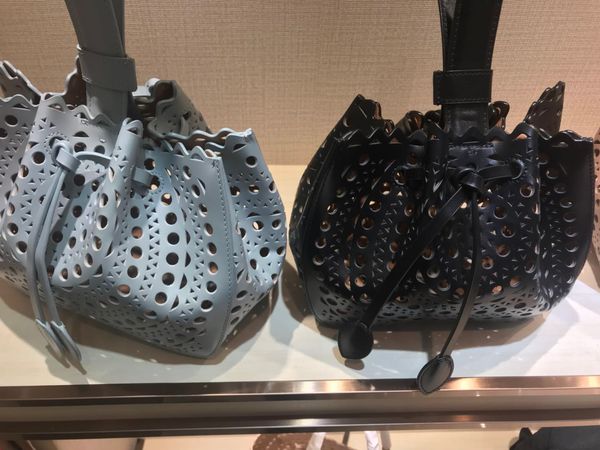 

alaia aliya handbags vegetable basket hollow drawstring calfskin bucket bag handbag