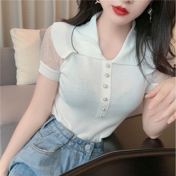 

2020 all-match collar bubble series stitching mesh female 2020 all-match collar bubble doll doll series stitching mesh female, White