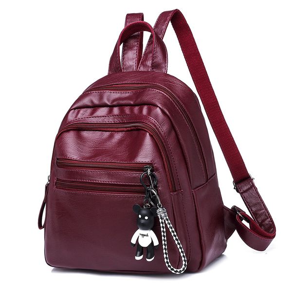 

female bag backpack for women classic pu leather bag solid color backpack fashion shoulder women school mochila mujer