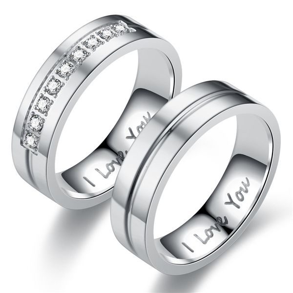 

wedding rings for women men couple promise band stainless steel anniversary engagement jewelry alliance bijoux, Slivery;golden
