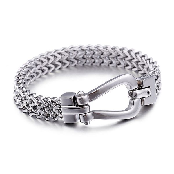 

2018 fashion jewelry silver color high polished 316l stainless steel men bracelet link chain bracelets & bangles, Black