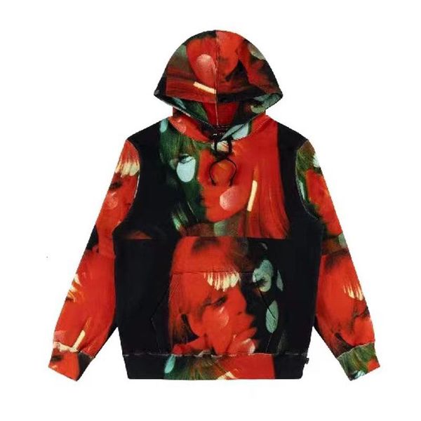 

19fw box логотип the velvet underground толстовка с капюшоном color matching толстовки мужчины женщины улица пуловер свитер вскользь outwear, Black