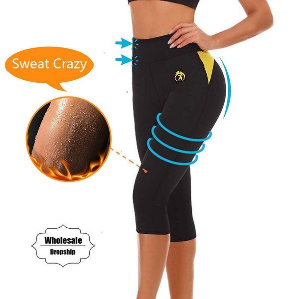 

pants tummy control panties slimming short neoprene sweat body shaper workout waist trainer butt lifter tights capris, Black;white