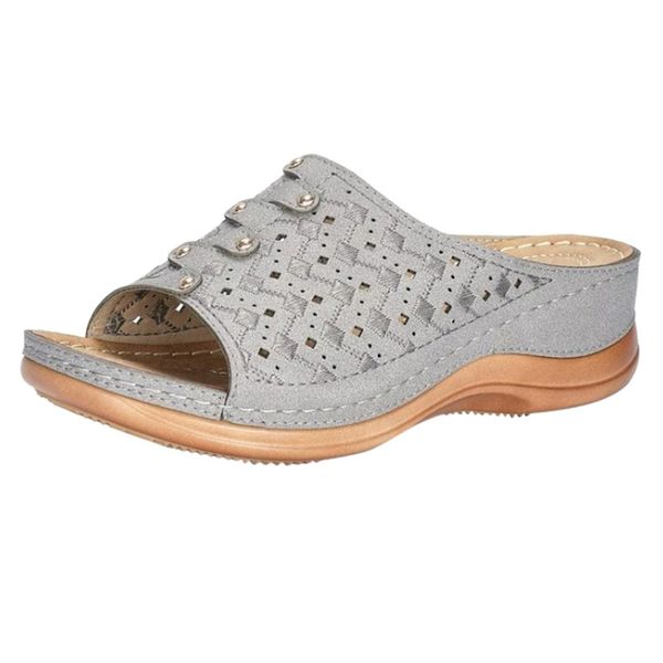 

women low heel shoes summer open toe comfy sandals casual wedges non-slip large size slippers sandalias, Black