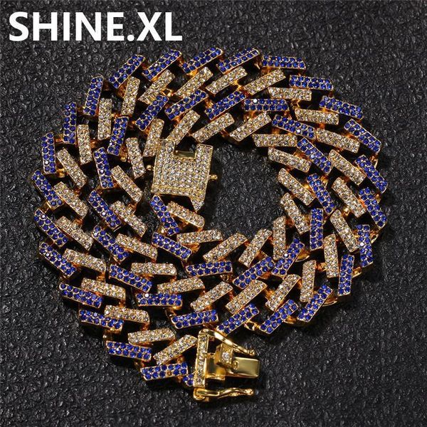 

15mm multicolor miami cuban chain necklace exaggerated personality imitation gold diamonds mens hip hop jewelry gift, Silver