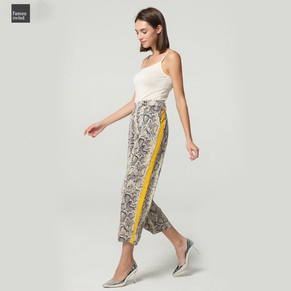 

женщины брюки кожи полосатая змея side pattern упругие талии карманы дамы повседневная мода уличная брюки print mujer ka252, Black;white