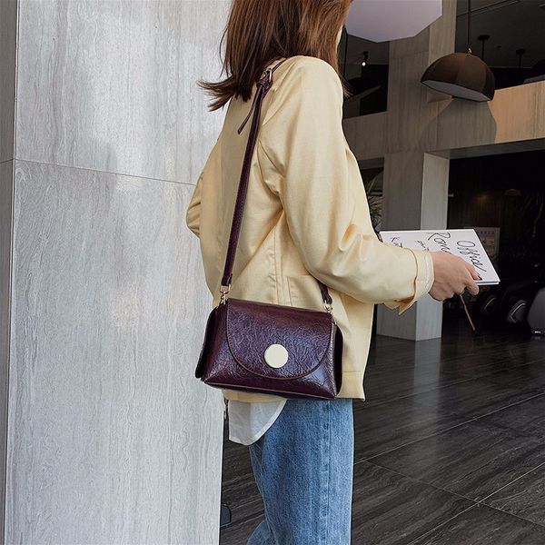 

fashion women chest messenger bag retro pu leather shoulder bags solid color crossbody bag female travel purse