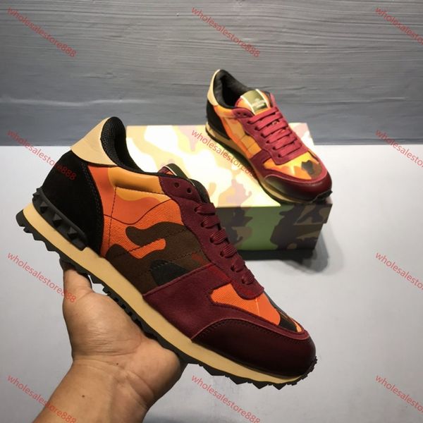 

xshfbcl wholesale mens women designer shoes real leather luxury camouflage brand shoes sneaker fashion rubber stud off leisure shoes, Black