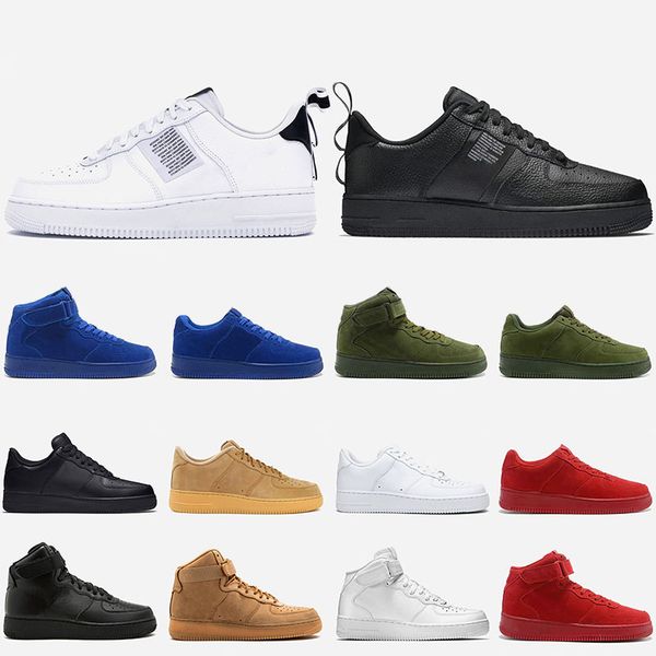

2019 mens utility white force 1 sport shoes olive have a day jdi orange white black red suede women designer running shoes size36-45, White;red