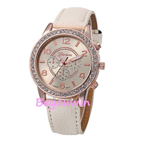 

100pcs/lot geneva mini belt elegance leather watch wrap quartz geneva casual watch wholesale no date women, Slivery;brown