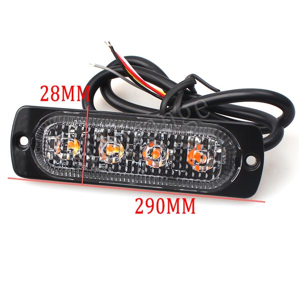 

1piece 4 led flashing warning light 12v-24vemergency vehicle red blue amber strobe lights car beacon traffic light