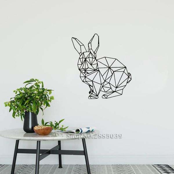 Großhandel Neueste Kreative Wandaufkleber Für Kinderzimmer Geometrische Origami Muster Dekor Wandbilder Niedlichen Tier Kaninchen Kindergarten Bunny
