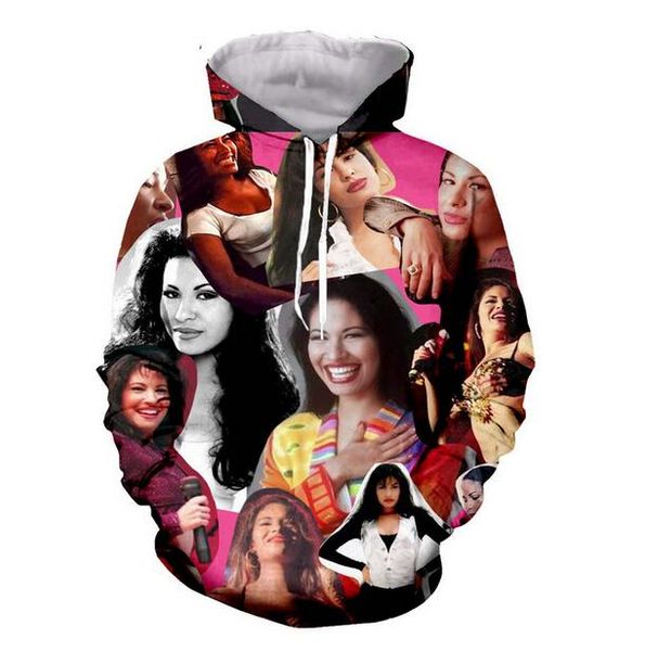 

new arrive hip hop style selena 3d print men women fashion hoodies rg043, Black