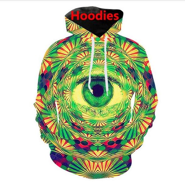 

new fashion psychedelic eye prints hooded sweatshirt men women long sleeve outerwear pullovers 3d hoodies xm0101, Black