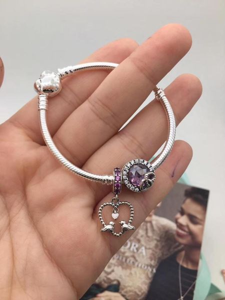 

100%925 sterling silver mandarin duck pendant bracelet ing, Golden;silver