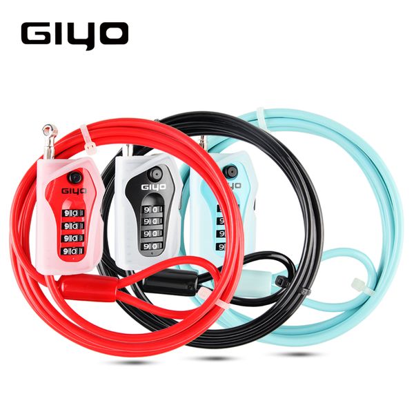

giyo bicycle cable lock ski board motorcycle mtb road bike lock anti-theft combination 4 digit code helmet wire for bicycle