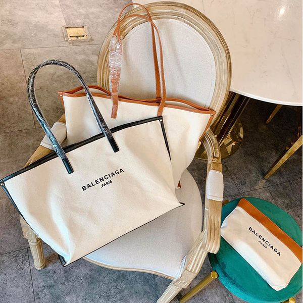 

designer luxury handbag purse women large capacity canvas cowhide shopping bags two in one to send small bag