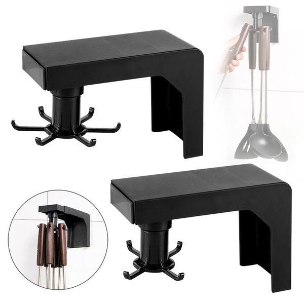 

4/6hooks kitchen shelf storage rack rotate clothes wall mount hanger