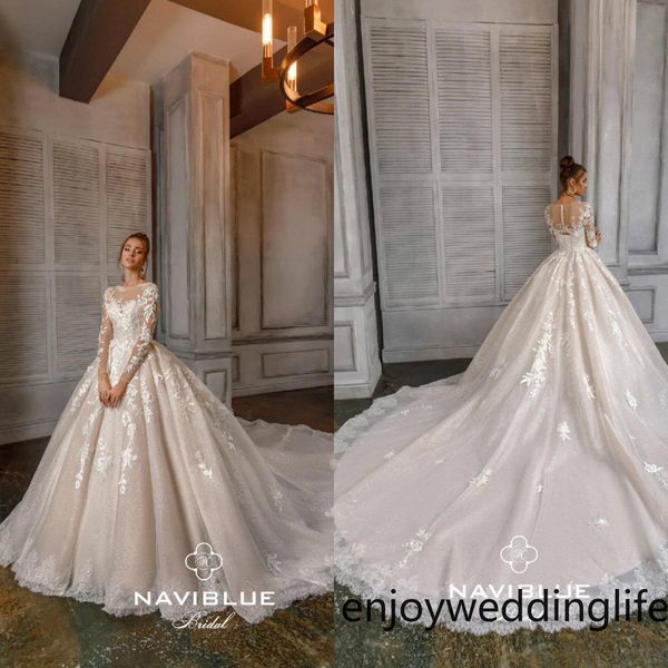 

2020 boho бальные свадебные платья jewel шеи аппликация бисером блестки с длинными рукавами кружева свадебные платья рюшами sweep поезд свад, White