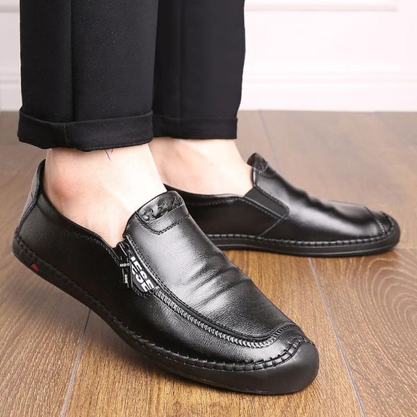 

men leather formal business shoes male office work flat shoes oxford breathable party wedding anniversary, Black