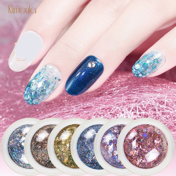 

12pcs laser mixed glitter powder dust shiny hexagon nail sequins 3d decoration tips uv gel polish nail art manicure set, Silver;gold