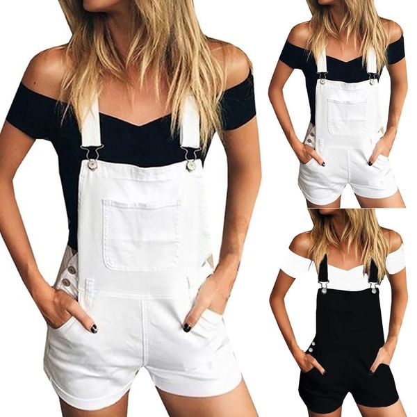 

women's casual jeans 2019 women loose denim bib hole pants overalls jeans demin shorts jumpsuit plus size#g30, Blue