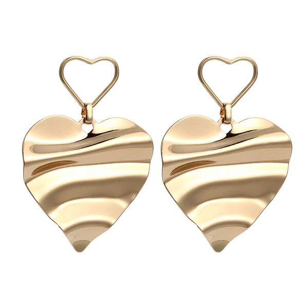 

new earring restoring ancient ways exaggerated metallic glossy geometry love earring female personality sweet drop ez223, Golden;silver