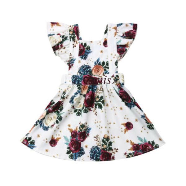 

girl dress infant toddler baby girl summer bow sleeveless dress princess floral ruffle tutu dresses, Red;yellow