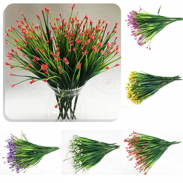 

party decoration home green desk decorative 5 colors plastic artificial flowers 1pc 7 heads artificial plants office