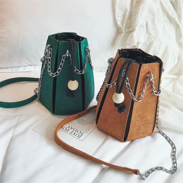 

women drawstring bucket bag ladies shoulder crossbody bags pu leather bags mini female chain pure color handbags