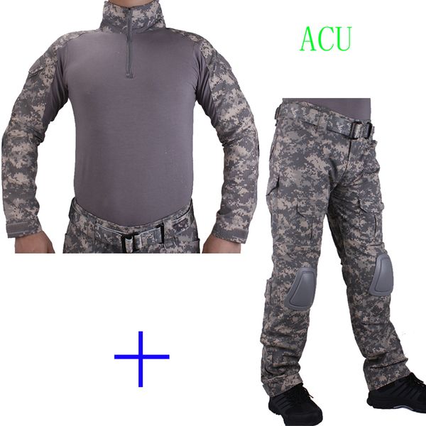 

hunting camouflage bdu acu combat uniform shirt met broek en elbow & kneepads militaire cosplay uniform ghilliekostuum jacht, Camo