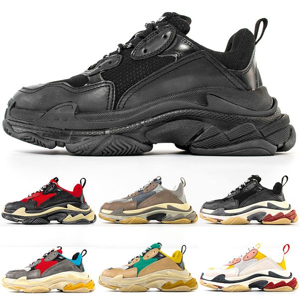 

luxury designer 17fw triple s men sneakers casual dad shoes triple black white neon green bubble midsole mens womens increasing sports 36-45, White;red