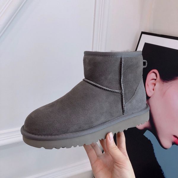 

women's snow boots classic genuine cowhide leather snow boots 100% wool women boots rabbit hair buckle warm winter shoes for women shoe, Black