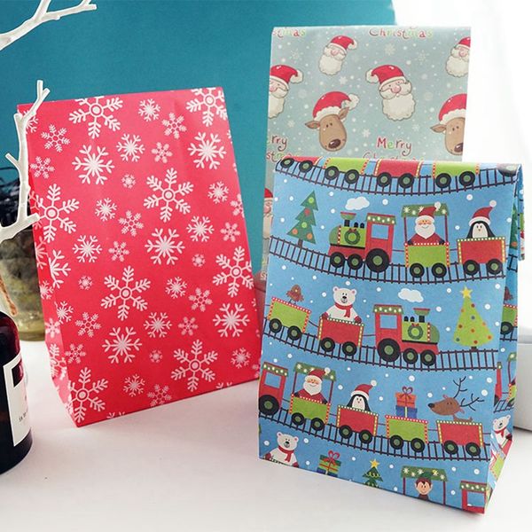 

merry christmas paper bag snowflake santa christmas tree food cookie gift packing bag birthday party favor stand bags candy bag dbc vt1108