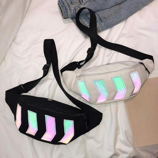 

waist bags hip hop bag for women men 2021 canvas fanny belt pack street reflective shoulder crossbody chest money pouch