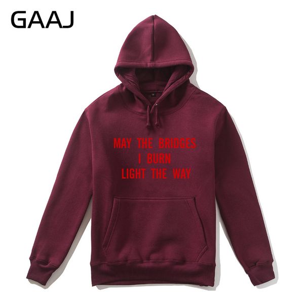 

clothes hoodie oversized kanye men hoodies 2xl 3xl "may the bridges i burn light the way" wine sweatshirt plus size brand hooded, Black