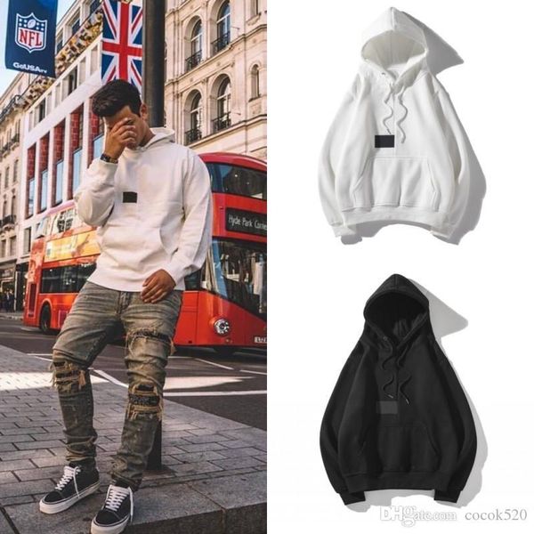 

19fw box logo mens конструктора толстовки мужские высокого качества вскользь толстовки мужчины женщины пары хлопок блуза черный белый m-2xl, Black