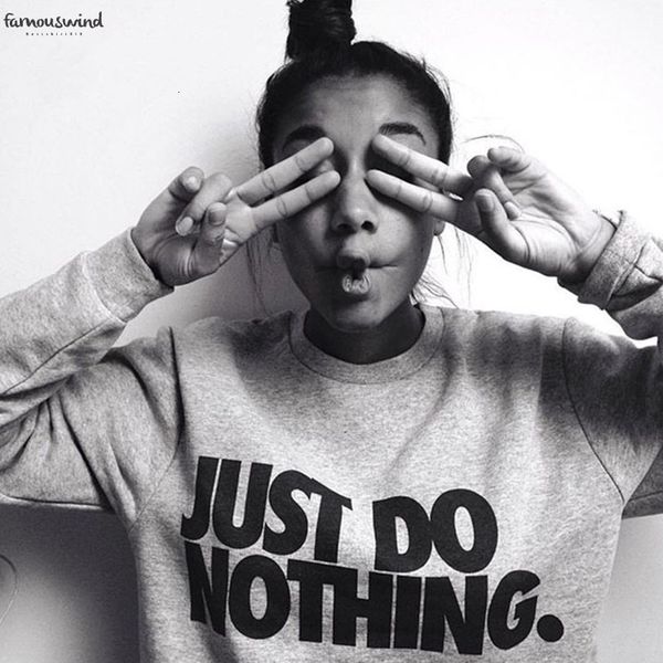 

just do nothing sudaderas mujer fashion women casual long sleeve pullover hoodie jumper sweatshirt shirt hoodies women, Black