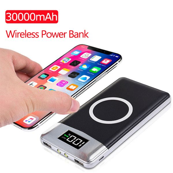 

30000mah qi wireless charger power bank external battery wireless charging powerbank for iphone11 x samsung huawei xiaomi