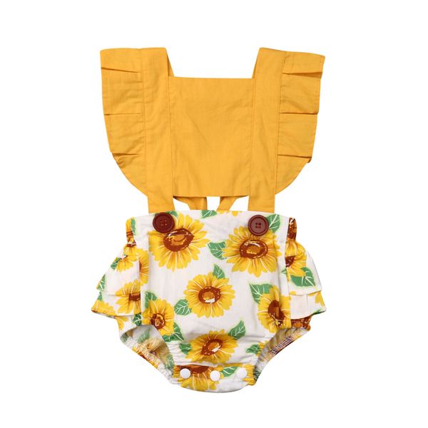 

toddler baby girl sunflower romper jumpsuit outfit set sunsuit clothes, Blue